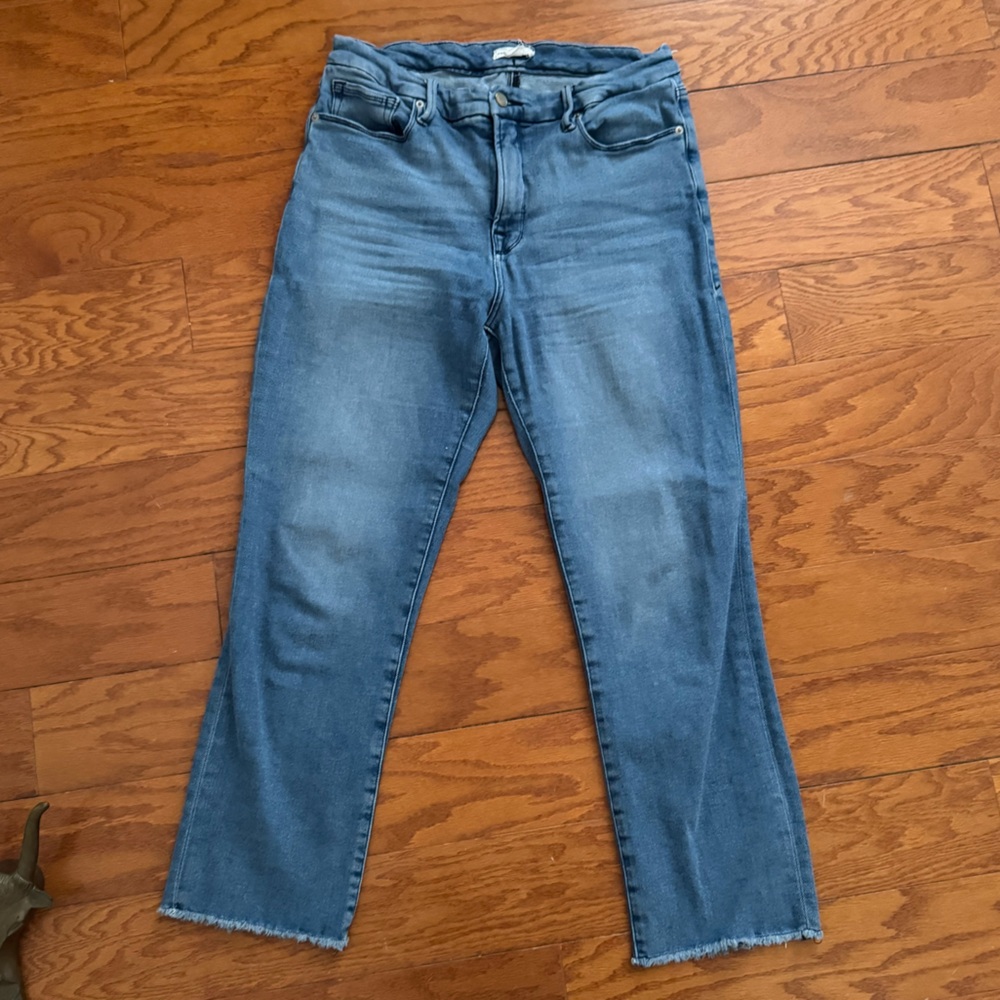 Good American Straight Leg Blue Jeans